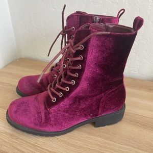 Velvet combat boots